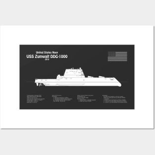 USS Zumwalt DDG-1000 Destroyer ship plans - PBDpng Posters and Art